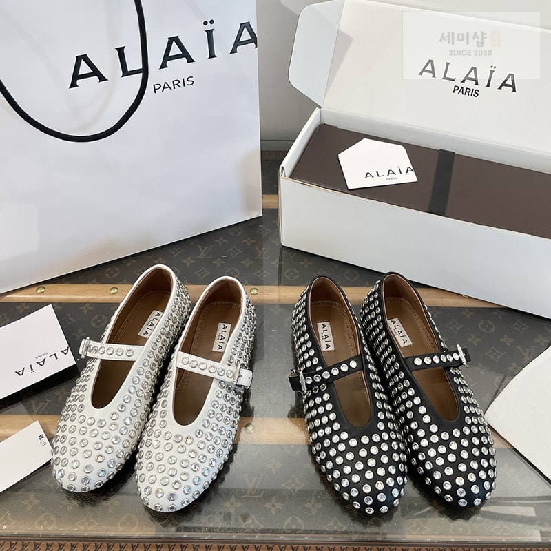 Alaia 알라이아 스트라스 램스킨 발레 플랫 신발 1번 이미지