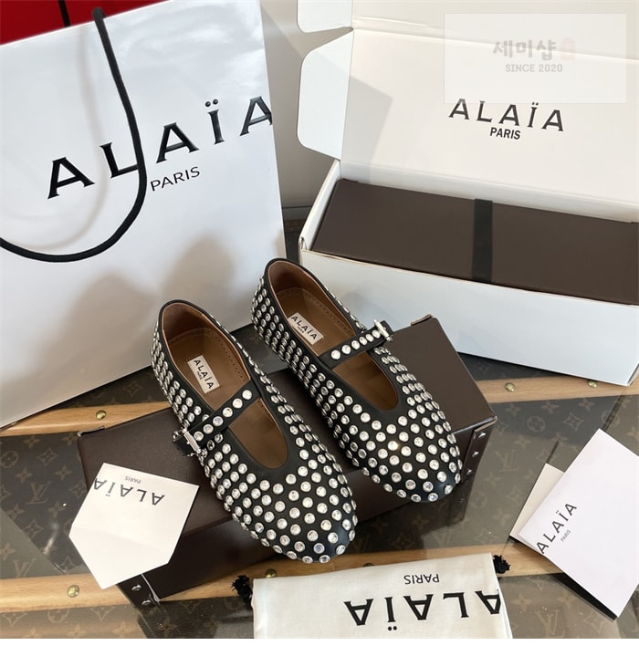 Alaia 알라이아 스트라스 램스킨 발레 플랫 신발 6번 이미지