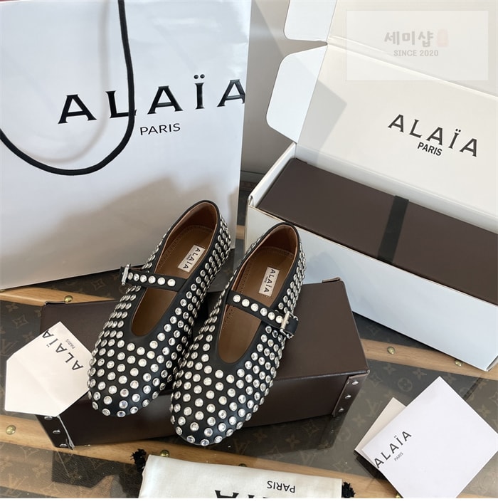 Alaia 알라이아 스트라스 램스킨 발레 플랫 신발 27번 이미지
