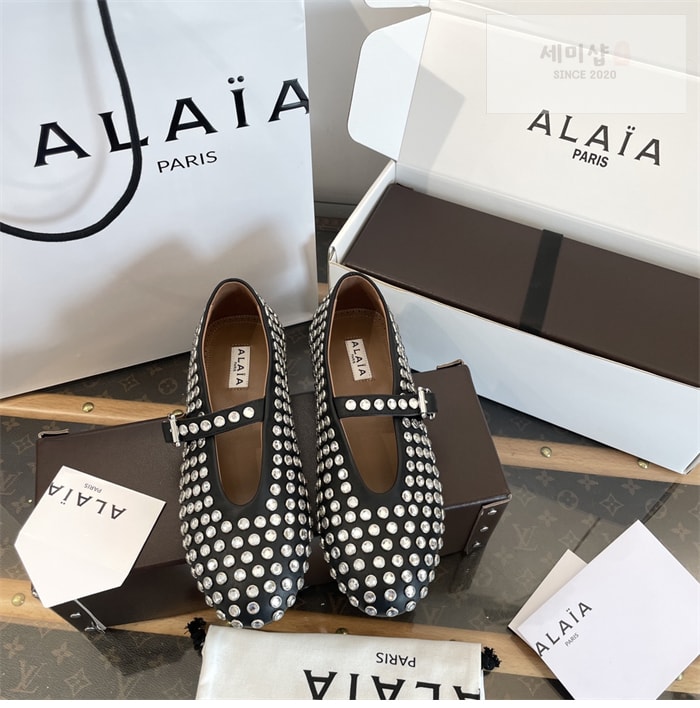 Alaia 알라이아 스트라스 램스킨 발레 플랫 신발 8번 이미지