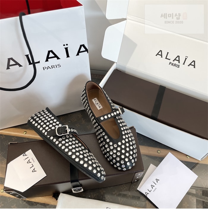 Alaia 알라이아 스트라스 램스킨 발레 플랫 신발 9번 이미지