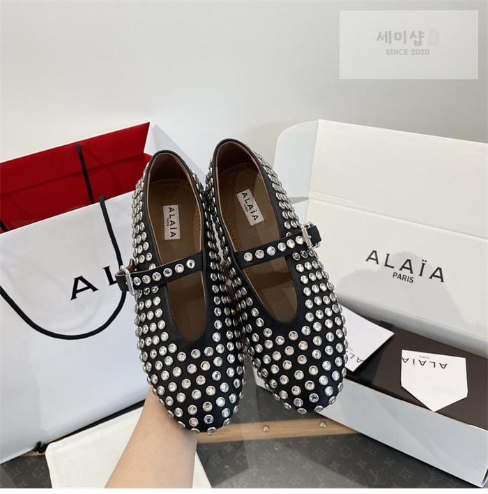 Alaia 알라이아 스트라스 램스킨 발레 플랫 신발 10번 이미지