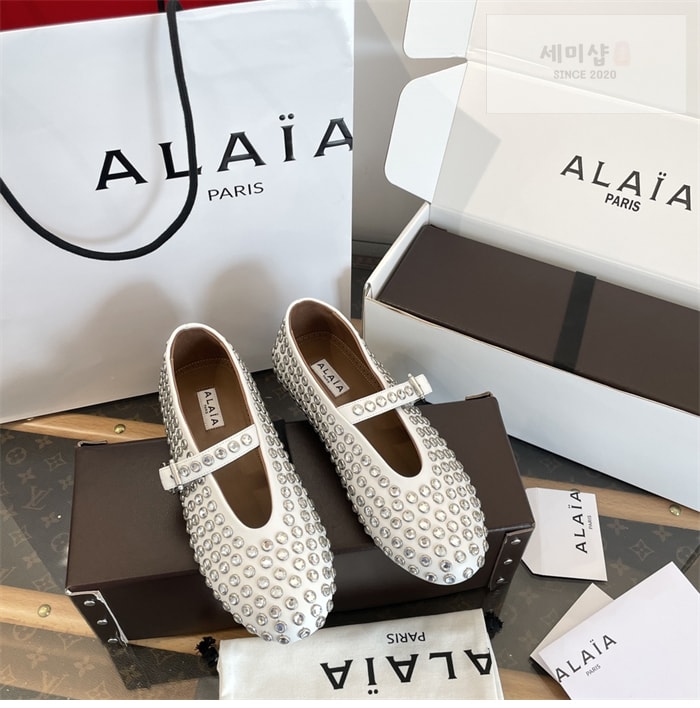 Alaia 알라이아 스트라스 램스킨 발레 플랫 신발 26번 이미지