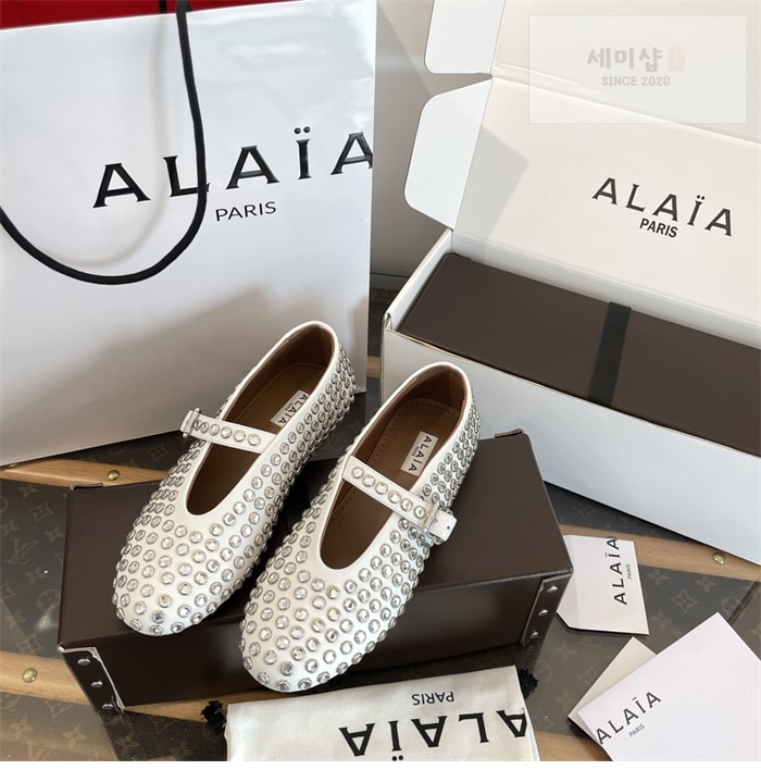 Alaia 알라이아 스트라스 램스킨 발레 플랫 신발 13번 이미지