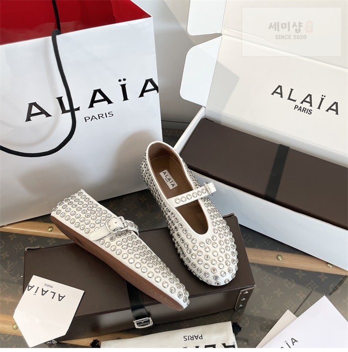 Alaia 알라이아 스트라스 램스킨 발레 플랫 신발 16번 이미지