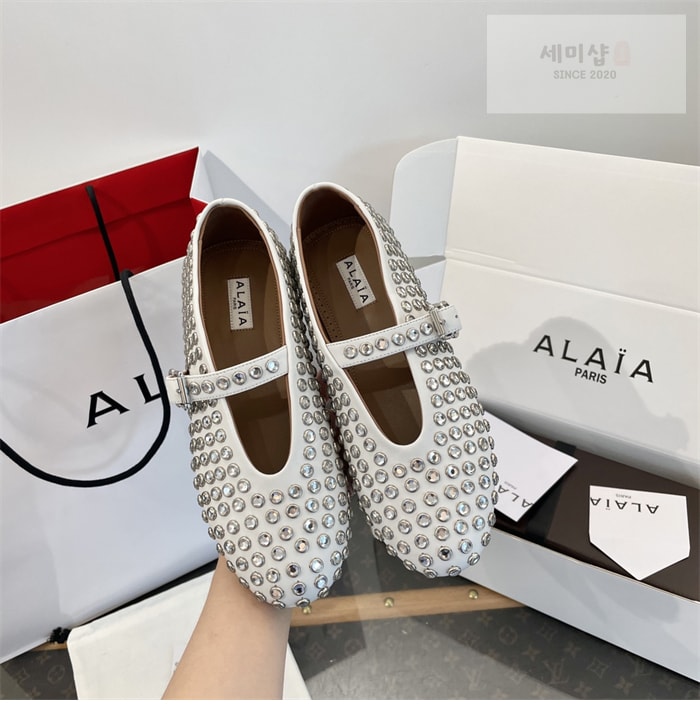 Alaia 알라이아 스트라스 램스킨 발레 플랫 신발 17번 이미지