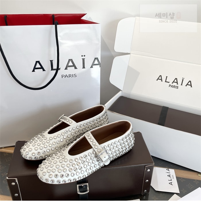 Alaia 알라이아 스트라스 램스킨 발레 플랫 신발 18번 이미지