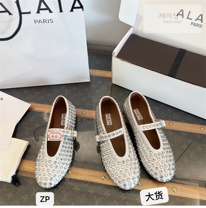 Alaia 알라이아 스트라스 램스킨 발레 플랫 신발 19번 이미지