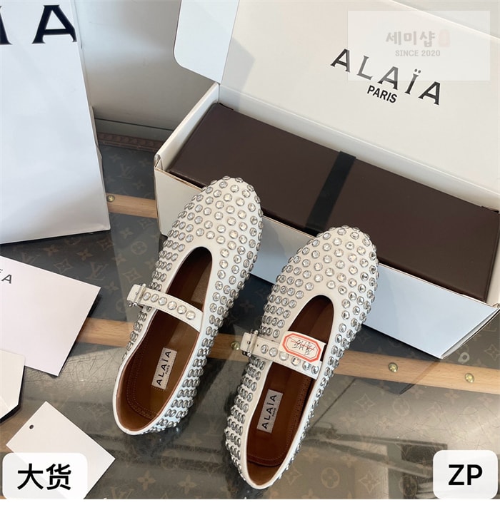 Alaia 알라이아 스트라스 램스킨 발레 플랫 신발 28번 이미지