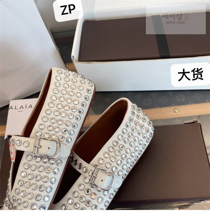 Alaia 알라이아 스트라스 램스킨 발레 플랫 신발 29번 이미지