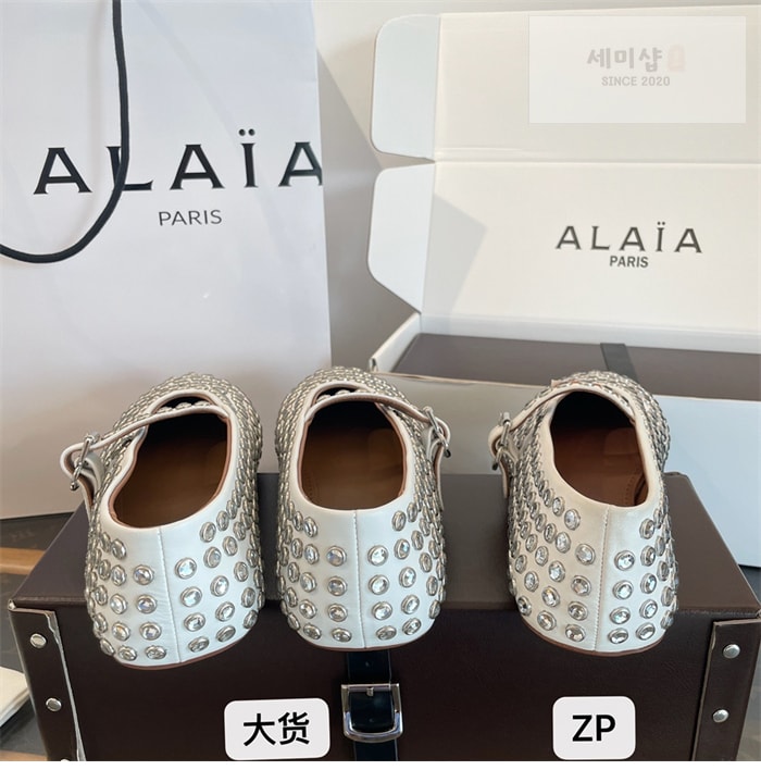 Alaia 알라이아 스트라스 램스킨 발레 플랫 신발 22번 이미지