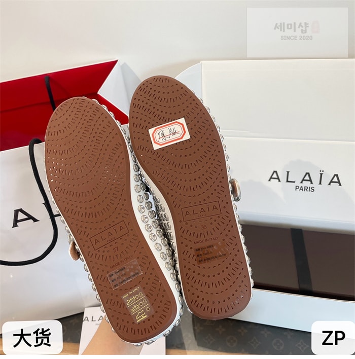 Alaia 알라이아 스트라스 램스킨 발레 플랫 신발 23번 이미지