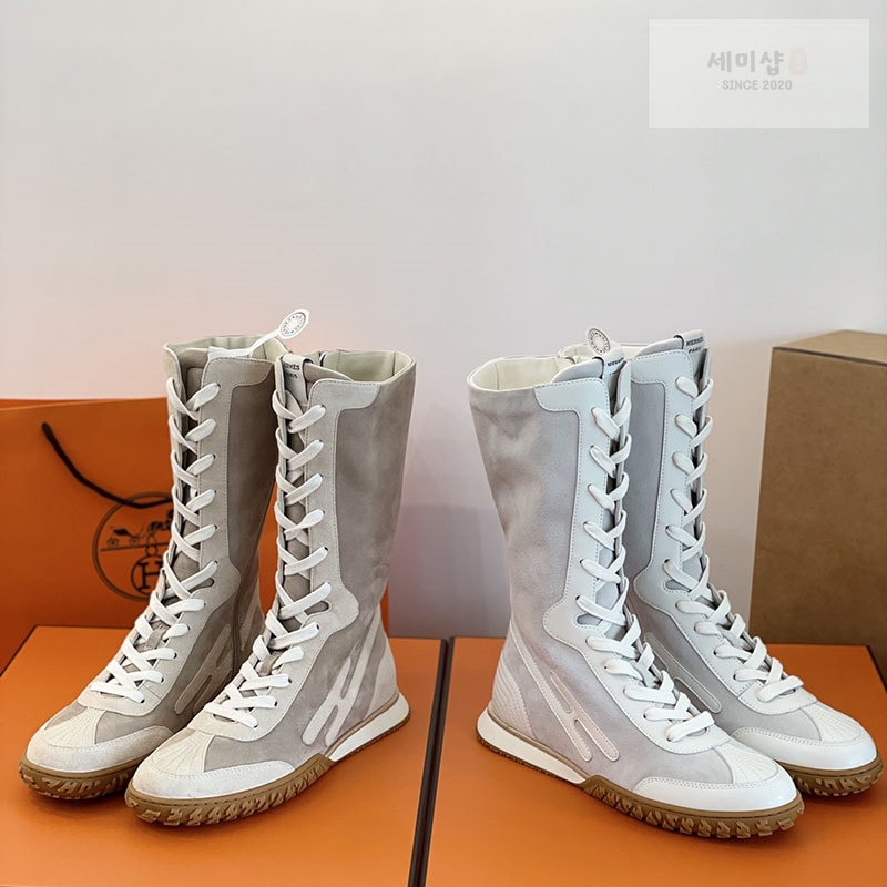 Hermes 에르메스 스웨이드 레이스업 스니커즈 화이트 신발 1번 이미지