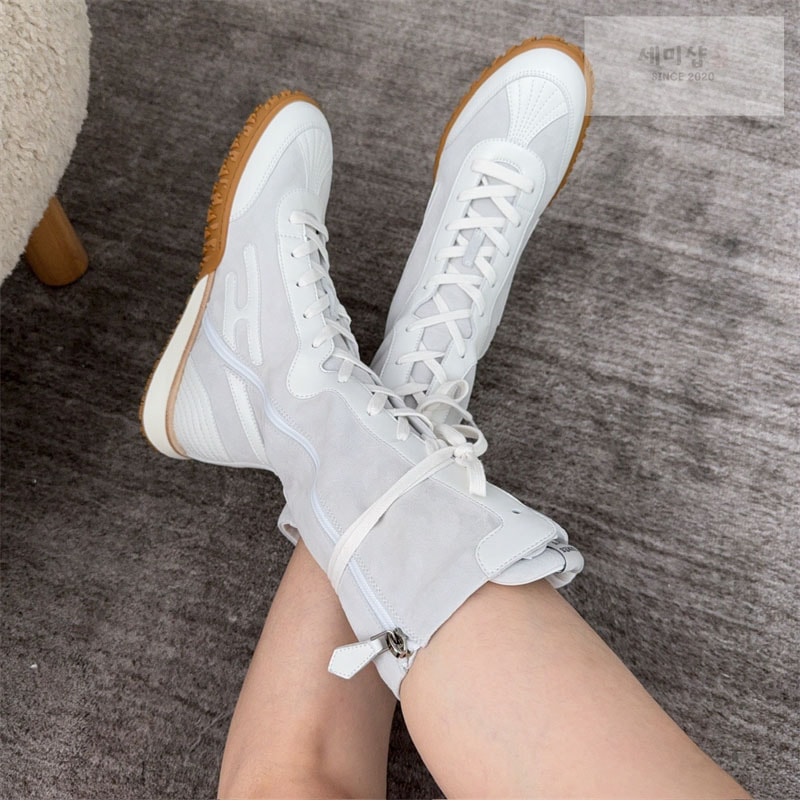 Hermes 에르메스 스웨이드 레이스업 스니커즈 화이트 신발 5번 이미지