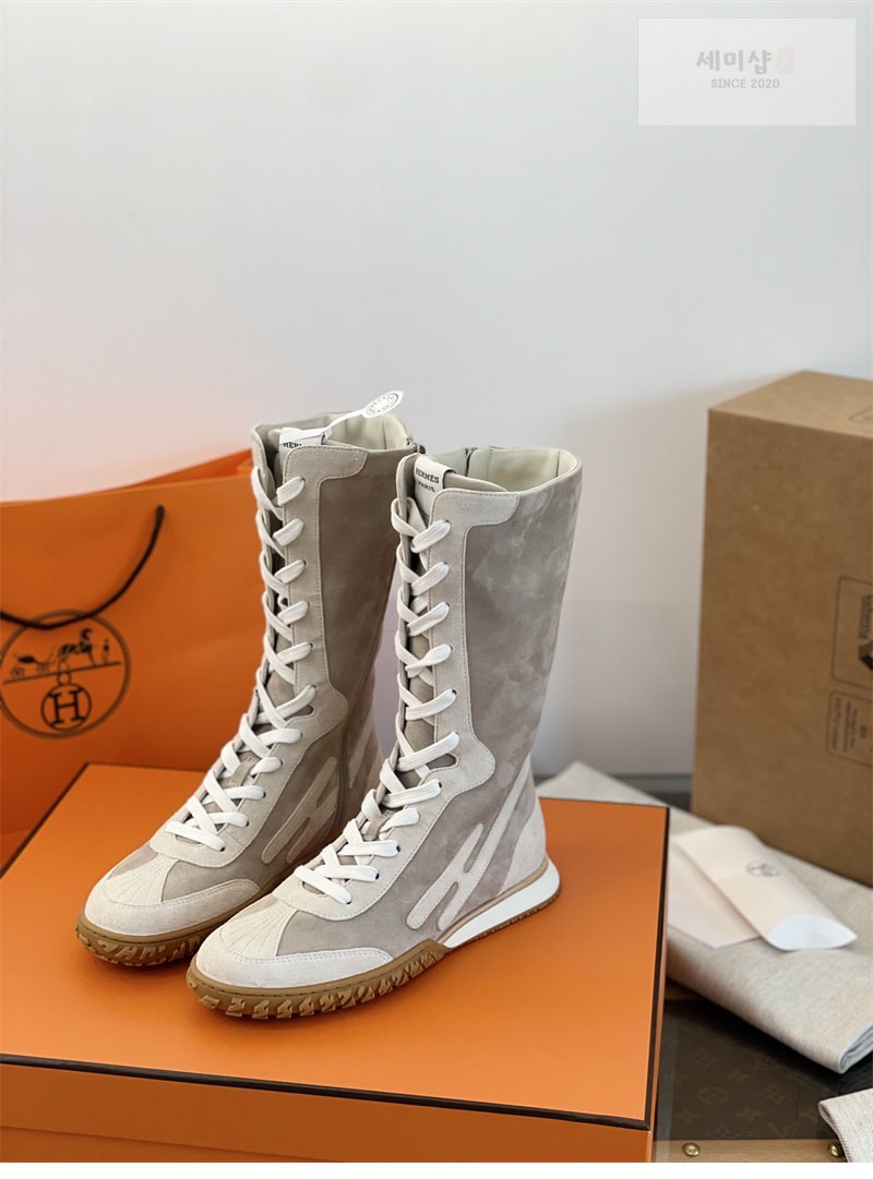 Hermes 에르메스 스웨이드 레이스업 스니커즈 화이트 신발 3번 이미지