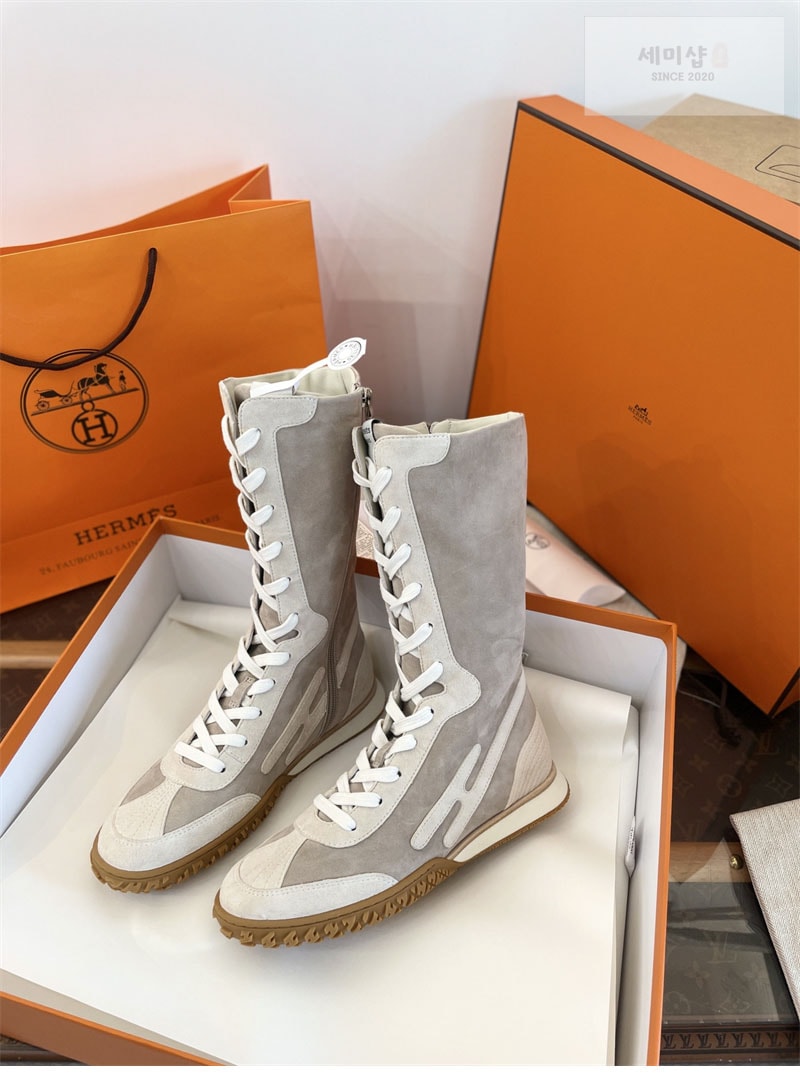 Hermes 에르메스 스웨이드 레이스업 스니커즈 화이트 신발 12번 이미지