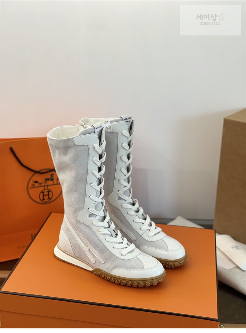 Hermes 에르메스 스웨이드 레이스업 스니커즈 화이트 신발 4번 이미지