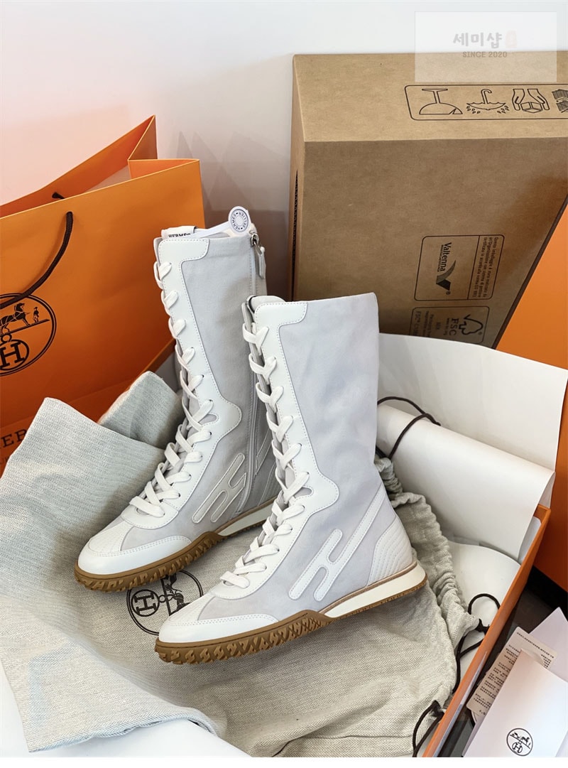 Hermes 에르메스 스웨이드 레이스업 스니커즈 화이트 신발 16번 이미지