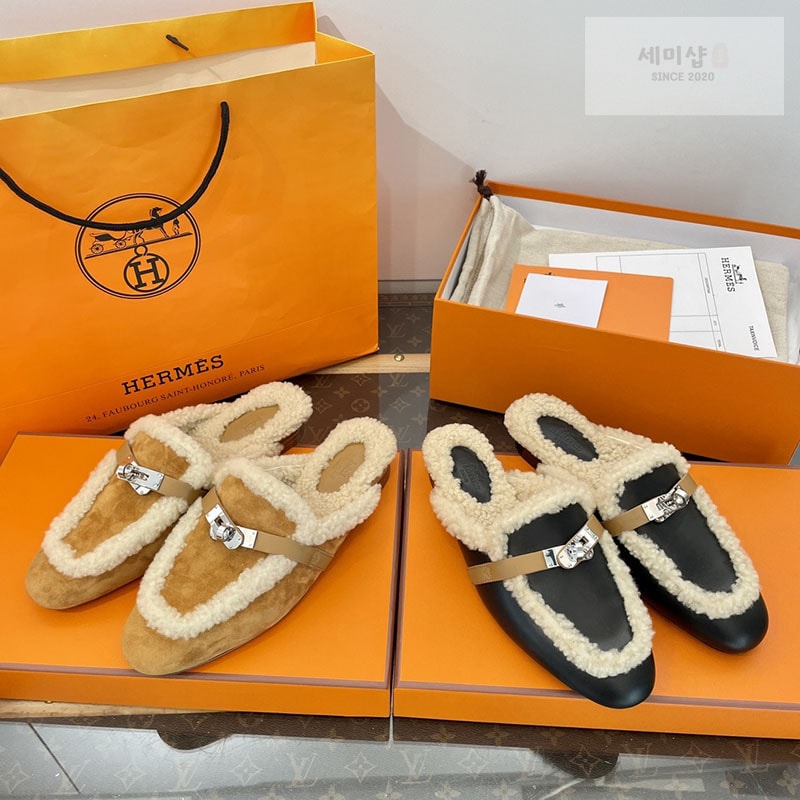 Hermes 에르메스 켈리 시어링 스웨이드 오즈 뮬 신발 2번 이미지