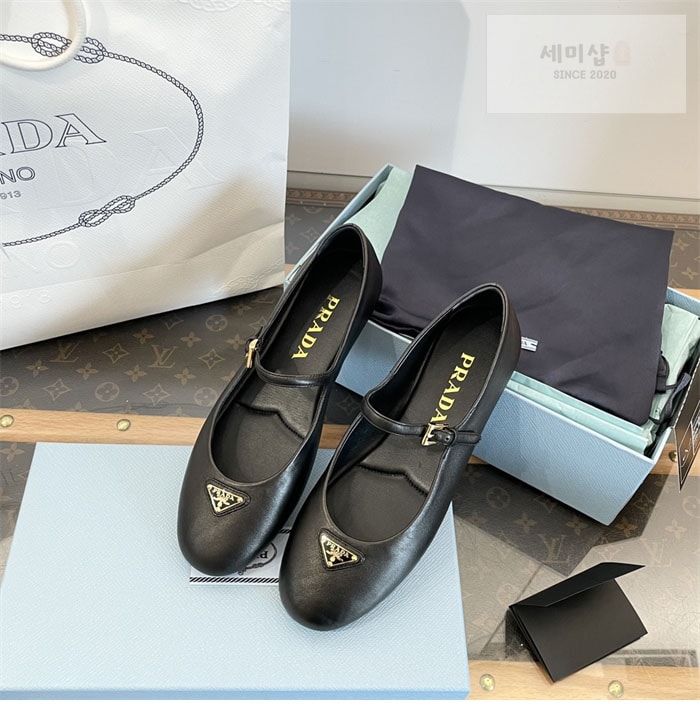 P R A D A 프라다 나파 가죽 발레리나 슈즈 브라운 신발 14번 이미지