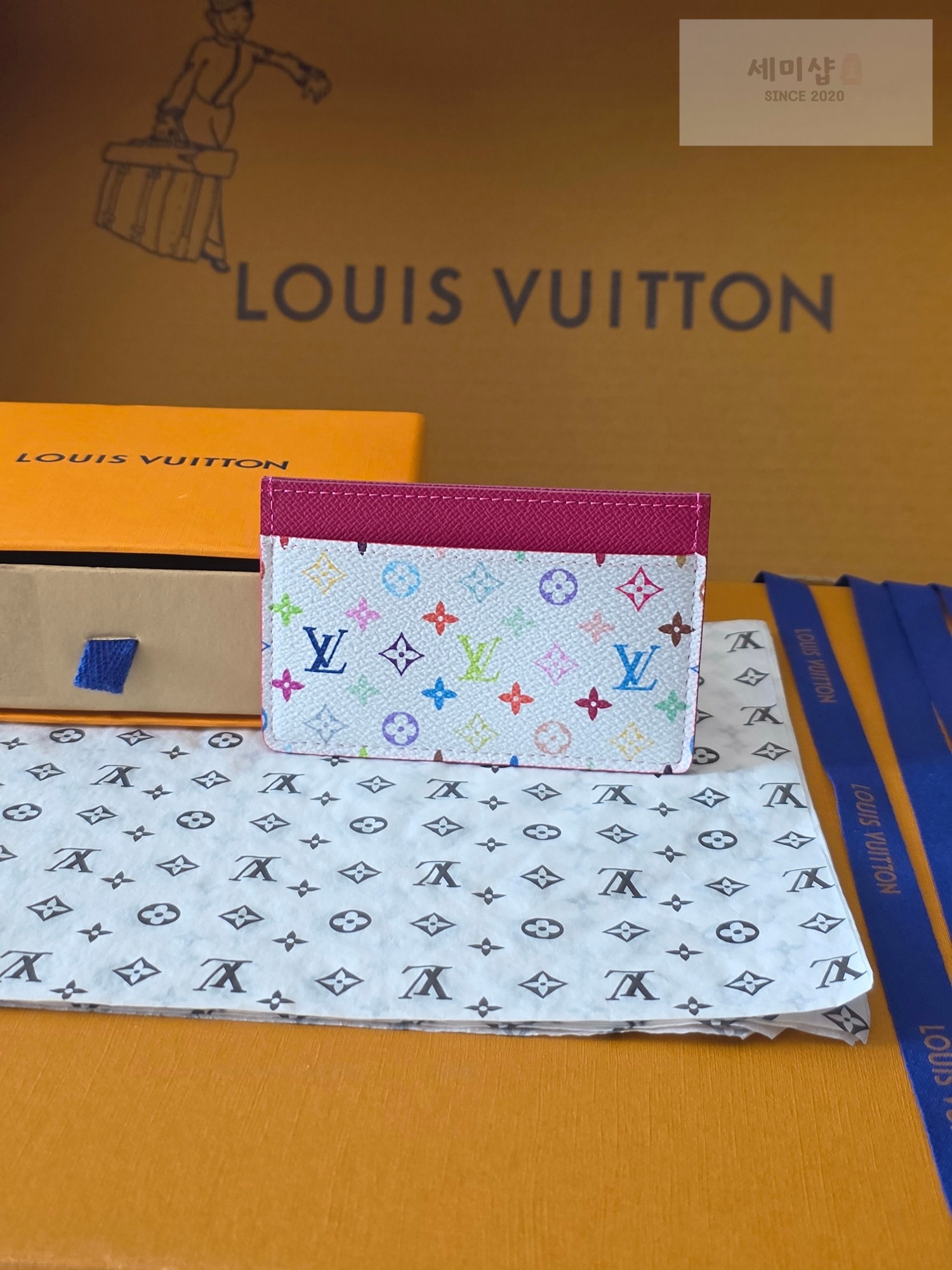 Louis Vuitton 루이비통 포르트 카르트 심플 모노그램 멀티컬러 화이트 멀티컬러 지갑 2번 이미지