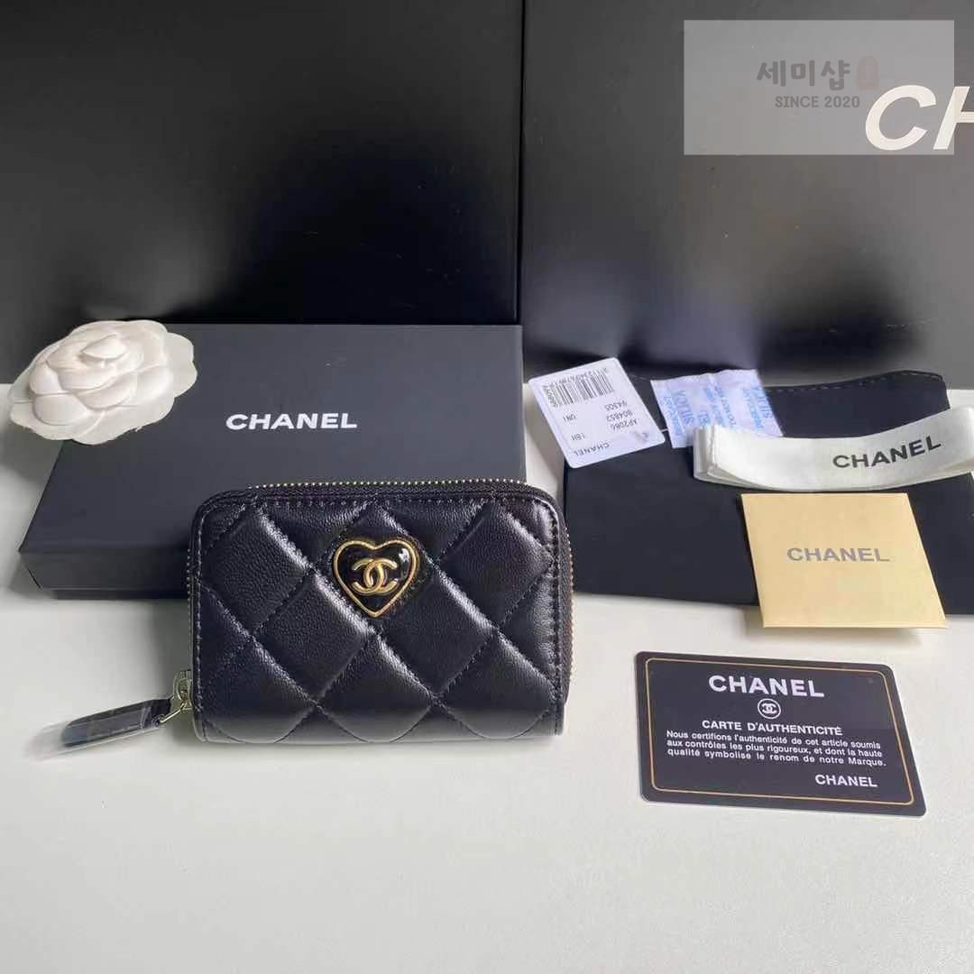 C H A N E L 샤넬 하트 CC 지피 코인 펄스 블랙 지갑 1번 이미지