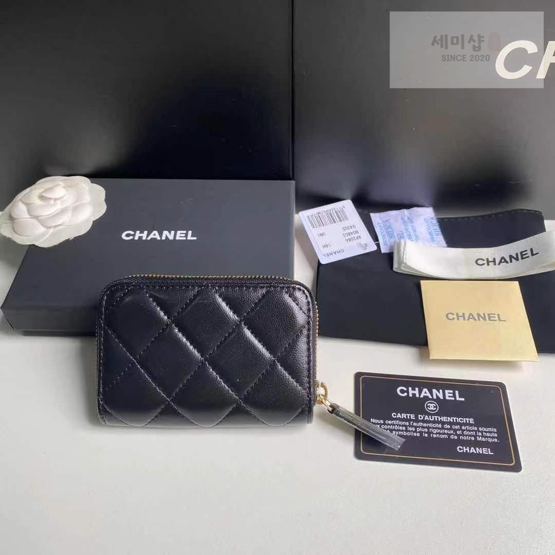 C H A N E L 샤넬 하트 CC 지피 코인 펄스 블랙 지갑 2번 이미지