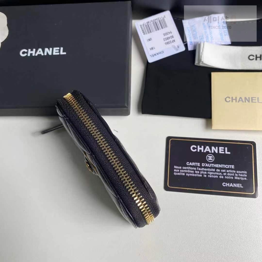 C H A N E L 샤넬 하트 CC 지피 코인 펄스 블랙 지갑 4번 이미지