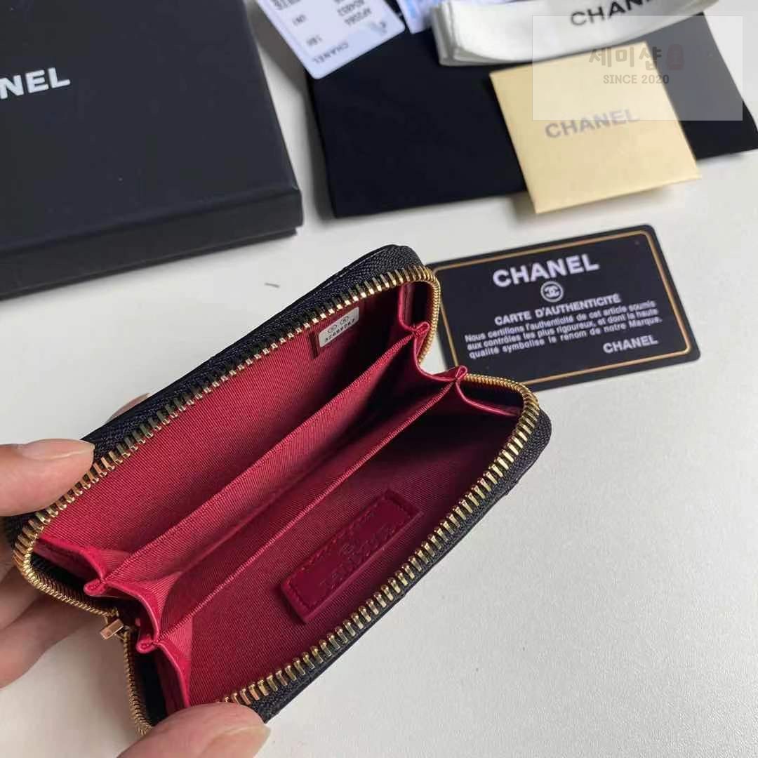 C H A N E L 샤넬 하트 CC 지피 코인 펄스 블랙 지갑 6번 이미지