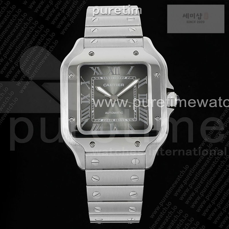 Cartier AF공장 까르띠에 산토스 미디움 그레이다이얼 브레이슬릿 Santos de Cartier 35mm SS AF 1_1 Best Edition Gray Dial on SS SmartLinks Bracelet MIYOTA 9015 _ 시계 1번 이미지