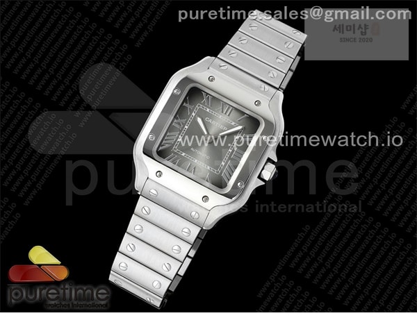 Cartier AF공장 까르띠에 산토스 미디움 그레이다이얼 브레이슬릿 Santos de Cartier 35mm SS AF 1_1 Best Edition Gray Dial on SS SmartLinks Bracelet MIYOTA 9015 _ 시계 18번 이미지