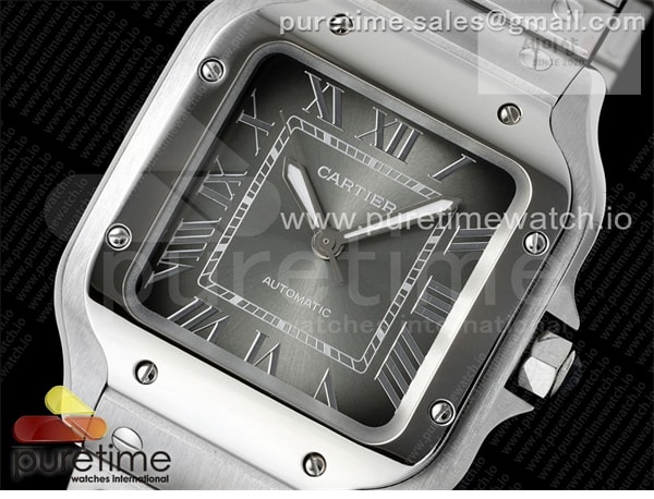 Cartier AF공장 까르띠에 산토스 미디움 그레이다이얼 브레이슬릿 Santos de Cartier 35mm SS AF 1_1 Best Edition Gray Dial on SS SmartLinks Bracelet MIYOTA 9015 _ 시계 2번 이미지
