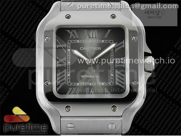 Cartier AF공장 까르띠에 산토스 미디움 그레이다이얼 브레이슬릿 Santos de Cartier 35mm SS AF 1_1 Best Edition Gray Dial on SS SmartLinks Bracelet MIYOTA 9015 _ 시계 3번 이미지