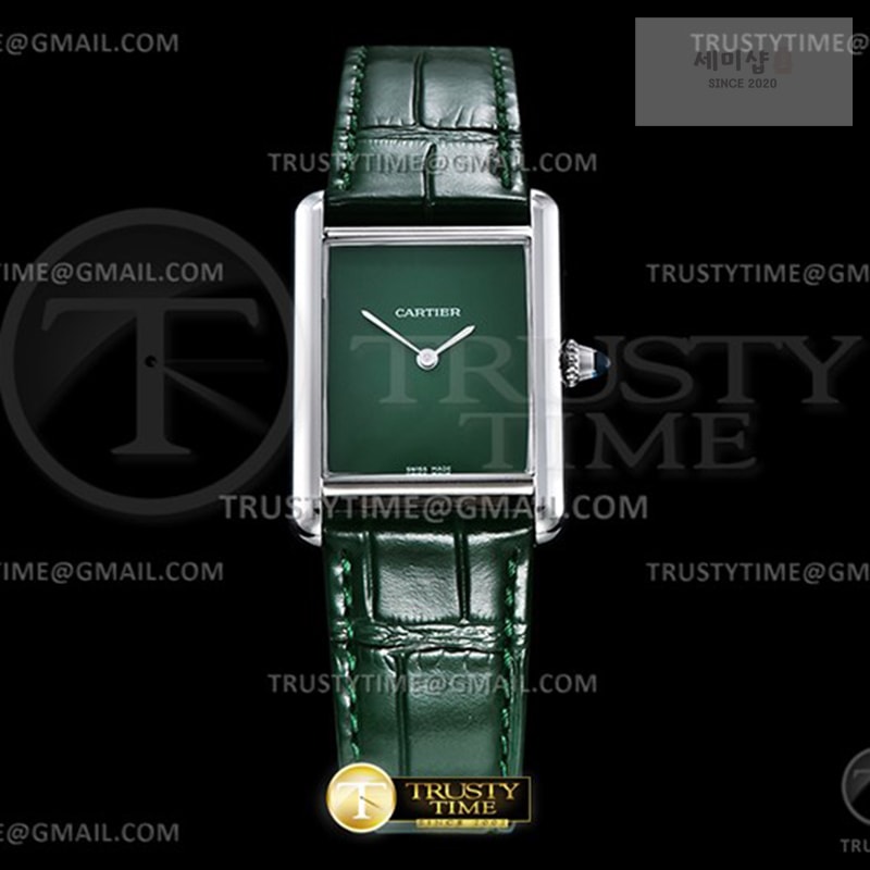 Cartier DR공장 까르띠에 탱크 머스트 라지 그린다이얼 악어스트랩 Cartier Tank Must SS_LE Green DRF Swiss Qtz 시계 1번 이미지