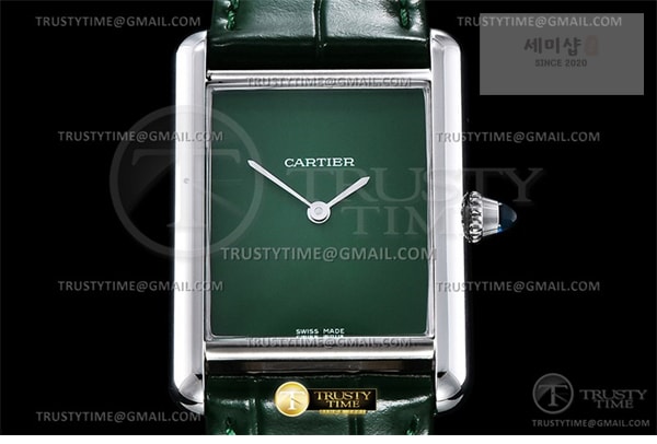 Cartier DR공장 까르띠에 탱크 머스트 라지 그린다이얼 악어스트랩 Cartier Tank Must SS_LE Green DRF Swiss Qtz 시계 2번 이미지