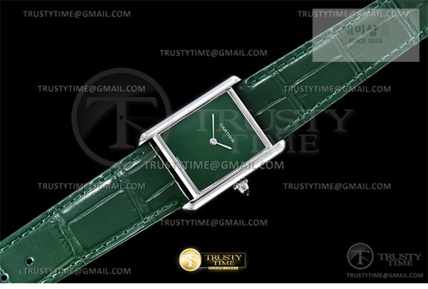 Cartier DR공장 까르띠에 탱크 머스트 라지 그린다이얼 악어스트랩 Cartier Tank Must SS_LE Green DRF Swiss Qtz 시계 5번 이미지