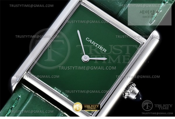 Cartier DR공장 까르띠에 탱크 머스트 라지 그린다이얼 악어스트랩 Cartier Tank Must SS_LE Green DRF Swiss Qtz 시계 8번 이미지