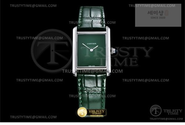 Cartier DR공장 까르띠에 탱크 머스트 라지 그린다이얼 악어스트랩 Cartier Tank Must SS_LE Green DRF Swiss Qtz 시계 19번 이미지