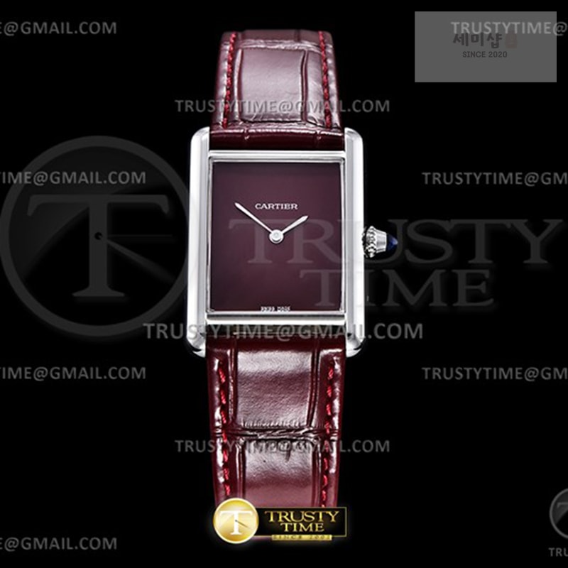 Cartier DR공장 까르띠에 탱크 머스트 라지 레드다이얼 악어스트랩 Cartier Tank Must SS_LE Red DRF Swiss Qtz 시계 5번 이미지