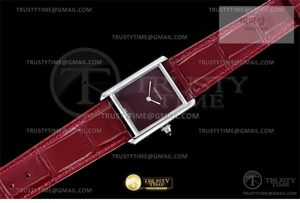 Cartier DR공장 까르띠에 탱크 머스트 라지 레드다이얼 악어스트랩 Cartier Tank Must SS_LE Red DRF Swiss Qtz 시계 4번 이미지