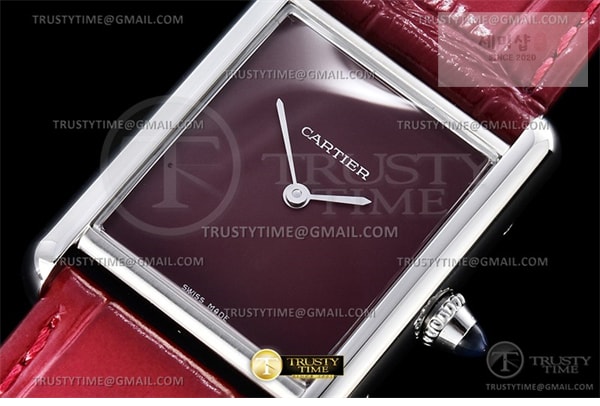Cartier DR공장 까르띠에 탱크 머스트 라지 레드다이얼 악어스트랩 Cartier Tank Must SS_LE Red DRF Swiss Qtz 시계 2번 이미지