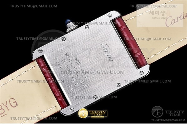 Cartier DR공장 까르띠에 탱크 머스트 라지 레드다이얼 악어스트랩 Cartier Tank Must SS_LE Red DRF Swiss Qtz 시계 1번 이미지