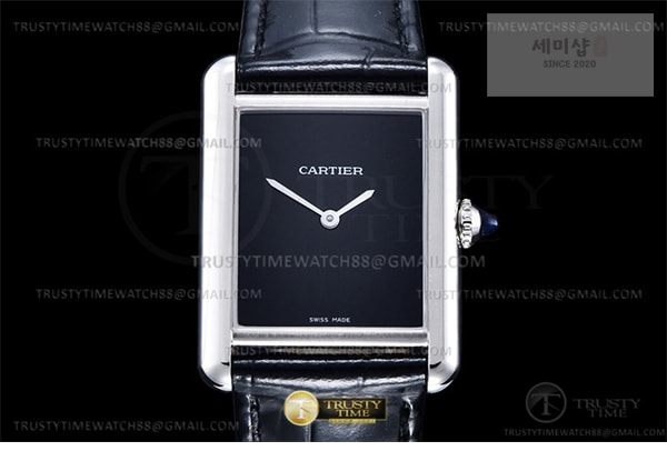 Cartier DR공장 까르띠에 탱크 머스트 라지 블랙다이얼 악어스트랩 Cartier Tank Must SS_LE Black Swiss Qtz DRF 시계 2번 이미지