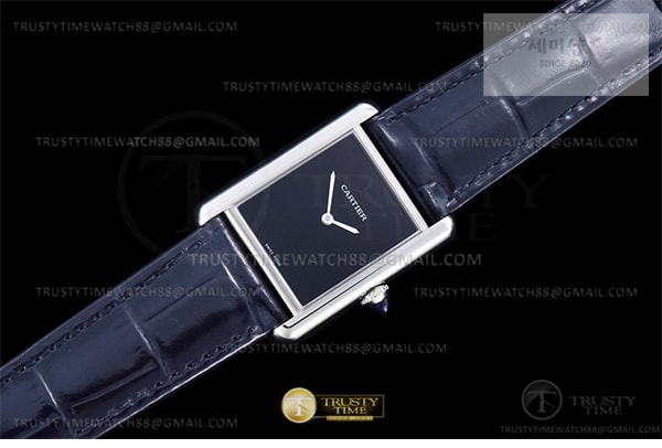 Cartier DR공장 까르띠에 탱크 머스트 라지 블랙다이얼 악어스트랩 Cartier Tank Must SS_LE Black Swiss Qtz DRF 시계 3번 이미지