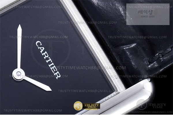 Cartier DR공장 까르띠에 탱크 머스트 라지 블랙다이얼 악어스트랩 Cartier Tank Must SS_LE Black Swiss Qtz DRF 시계 5번 이미지