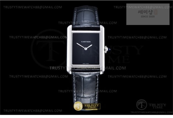 Cartier DR공장 까르띠에 탱크 머스트 라지 블랙다이얼 악어스트랩 Cartier Tank Must SS_LE Black Swiss Qtz DRF 시계 15번 이미지