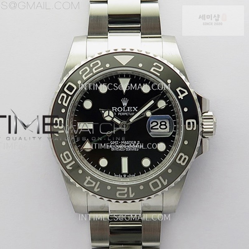 Rolex APS공장 롤렉스 GMT마스터2 GRNR 블랙다이얼 그레이앤블랙베젤 오이스터브레이슬릿 GMT-Master II 126710 GRNR BlackGray Ceramic 904L SS APSF 1：1 Best Edition Black Dial On Oyster Bracelet VR3285 CHS 시계 33번 이미지