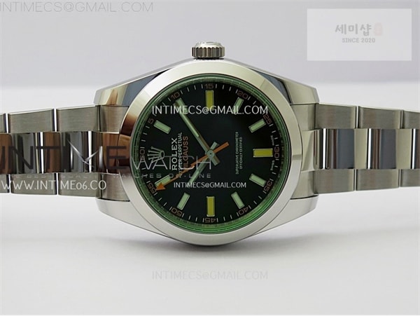 Rolex VS공장 롤렉스 밀가우스 블랙다이얼 브레이슬릿 Milgauss 116400 GV Real Green Sapphire 904L SS VSF 1_1 Best Edition Black Dial on 904L SS Bracelet SA3131 시계 8번 이미지