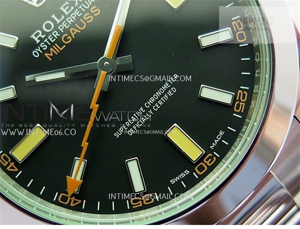 Rolex VS공장 롤렉스 밀가우스 블랙다이얼 브레이슬릿 Milgauss 116400 GV Real Green Sapphire 904L SS VSF 1_1 Best Edition Black Dial on 904L SS Bracelet SA3131 시계 26번 이미지