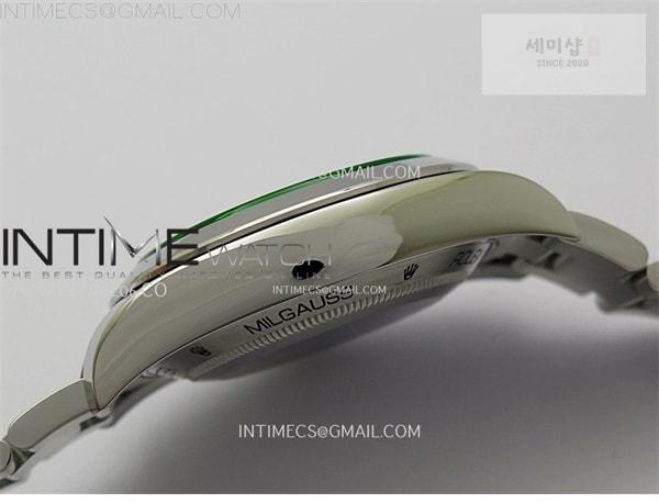 Rolex VS공장 롤렉스 밀가우스 블랙다이얼 브레이슬릿 Milgauss 116400 GV Real Green Sapphire 904L SS VSF 1_1 Best Edition Black Dial on 904L SS Bracelet SA3131 시계 14번 이미지